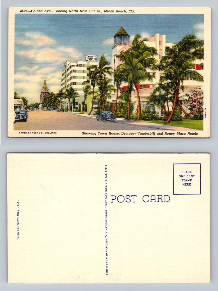 Miami Beach, FL-Florida Dempssey-Vanderbuilt Roney Plaza Hotels Vintage Postcard