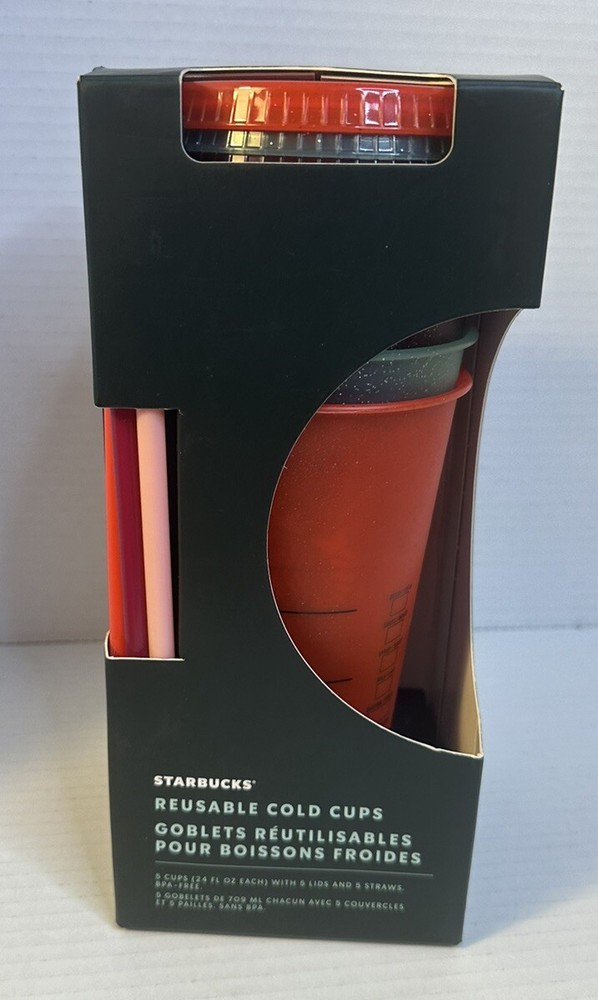 Starbucks Holiday 2020 5 14 Oz Cold Cup Straw Glitter Lids