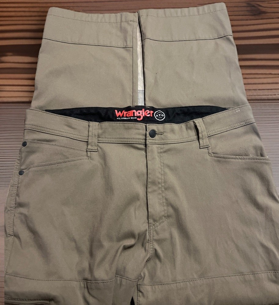Wrangler Men's 38x30 ATG All Terrain Gear Pants Khaki Cotton Double Knee Stretch