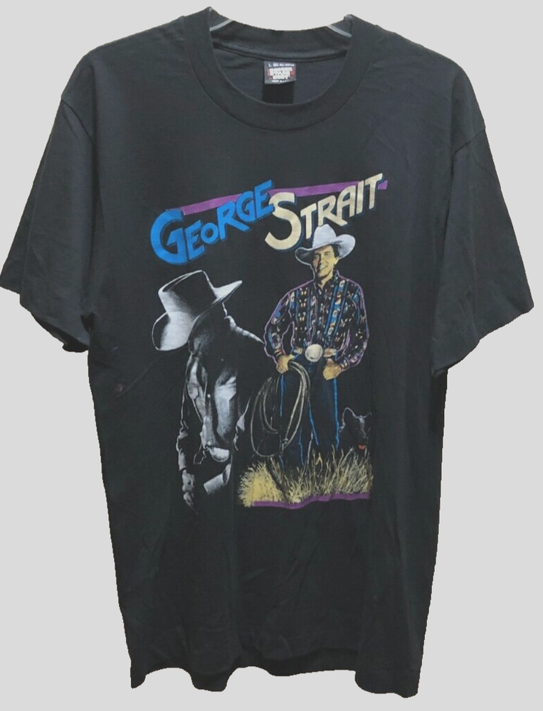 George Strait Concert Vintage 1992 Black C&W Screen Star Single Stitch T-Shirt L