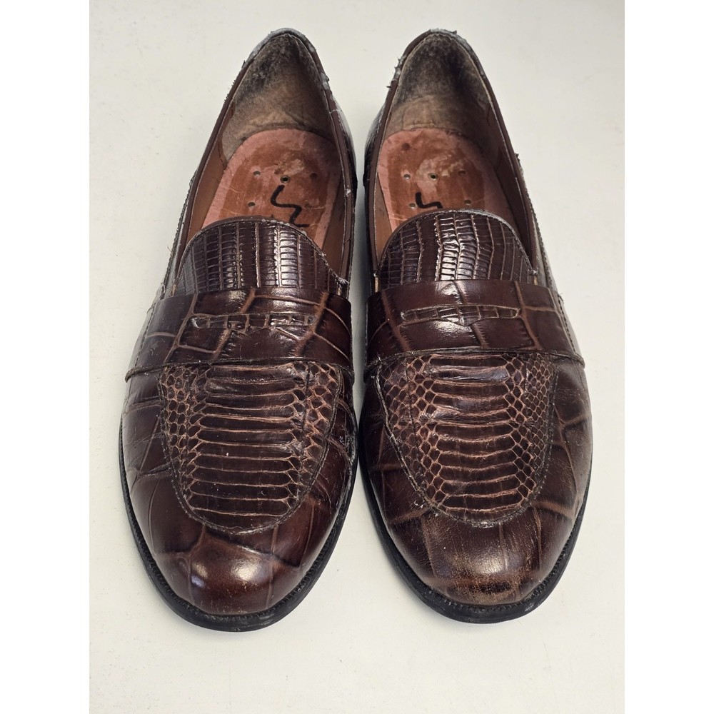 Stacy Adams Men's Genuine Snakeskin Leather Penny Loafer Shoes 10M (No Insoles)