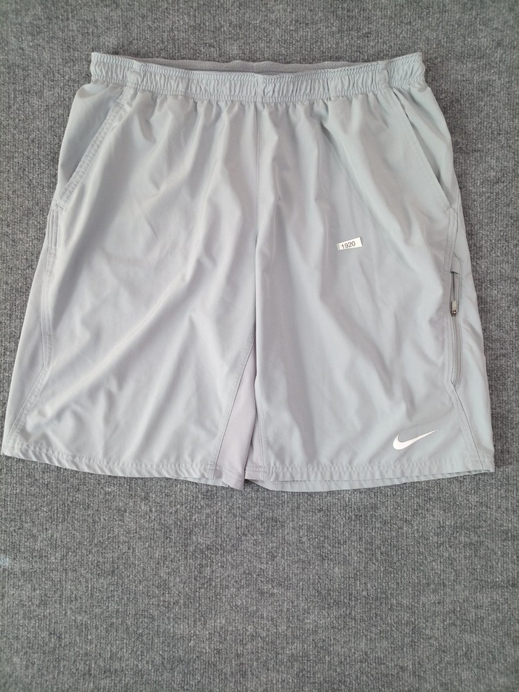 Nike Dri-FIT Athletic Shorts Mens XL Gray Lightweight Zip Pocket (Stain)