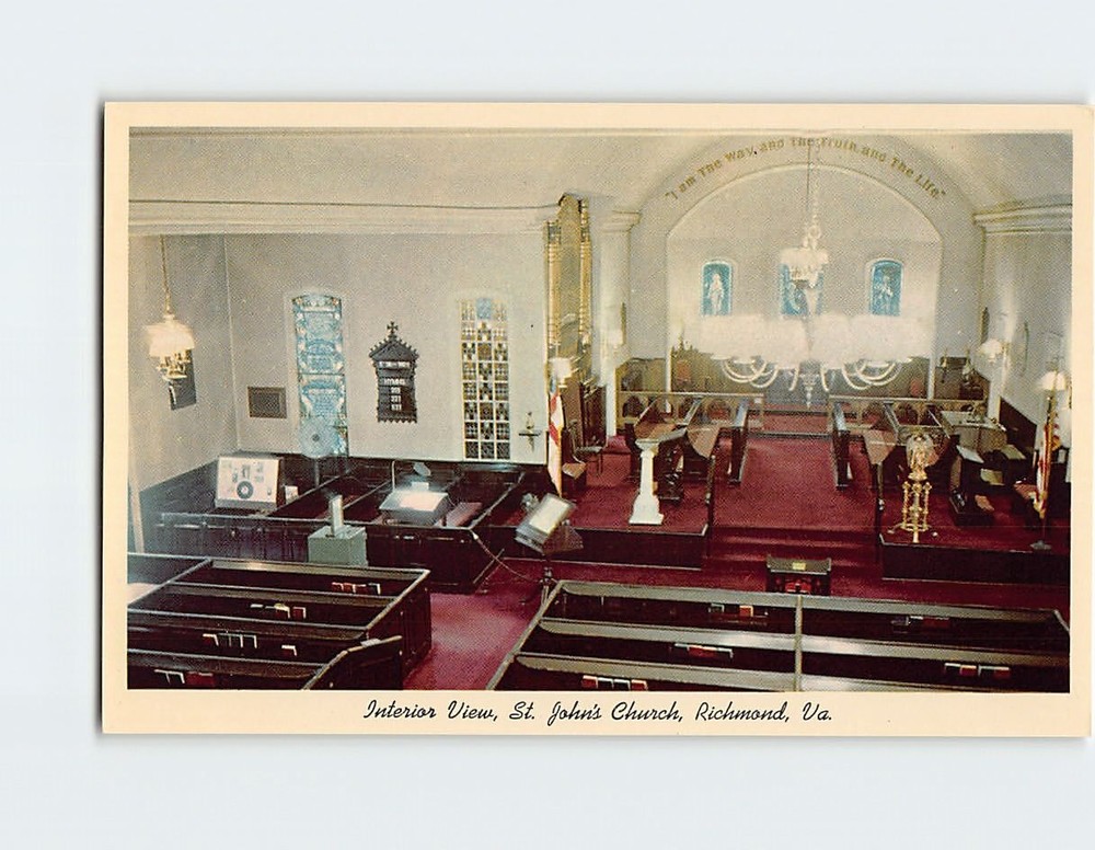 Postcard Interior View St. John's Episcopal Church Richmond Virginia USA
