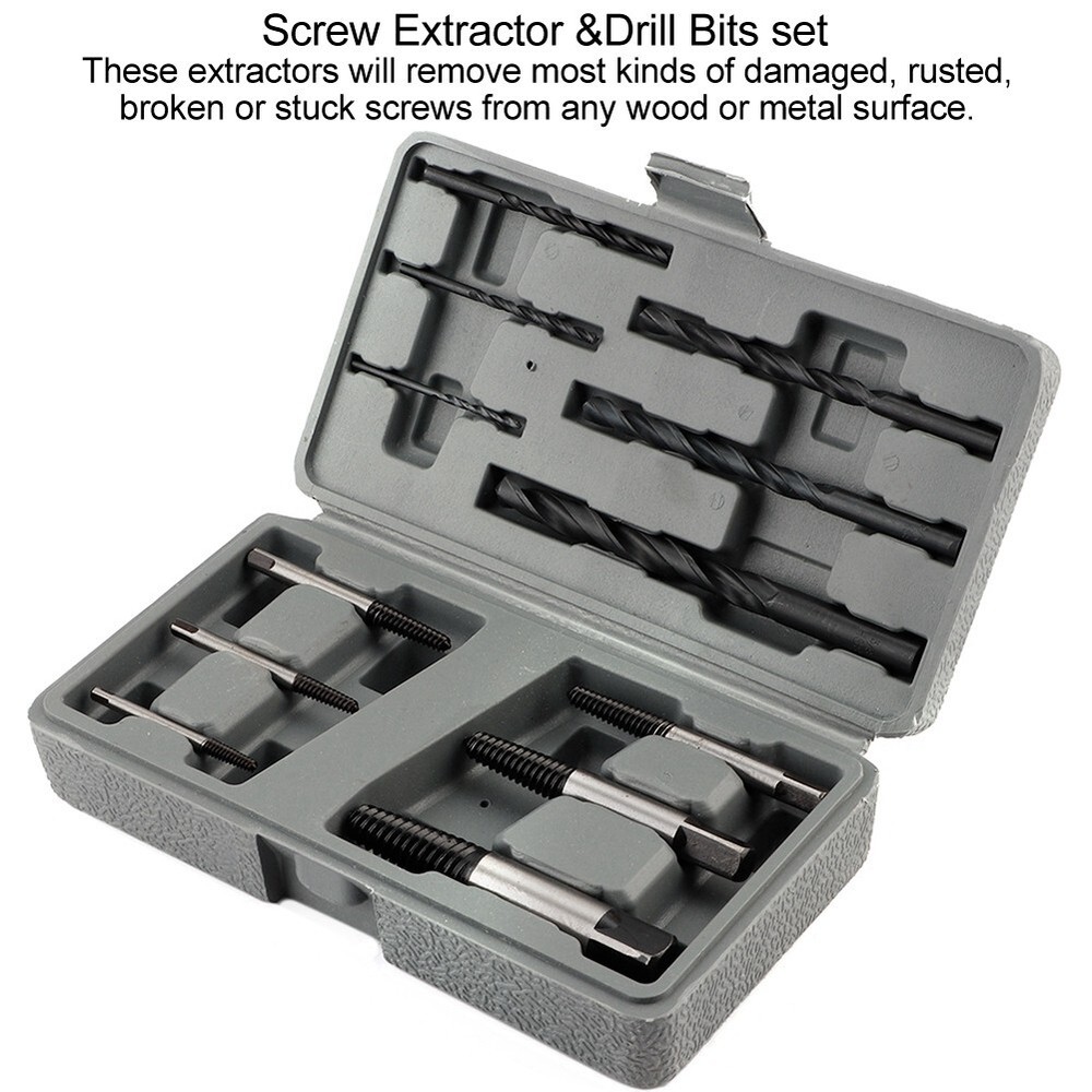 12Pcs Screw Extractor Set for Removing Broken Bolts with Drill Guide