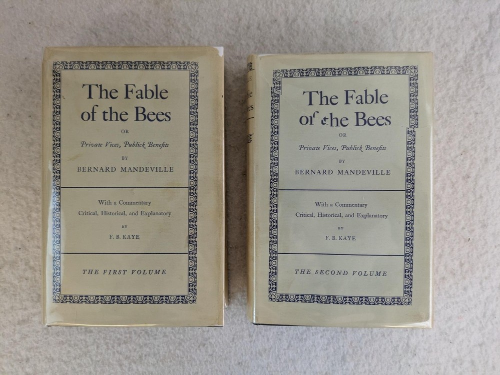 Bernard Mandeville The Fable of the Bees 2-Volume Set 1966 Oxford Univ Press