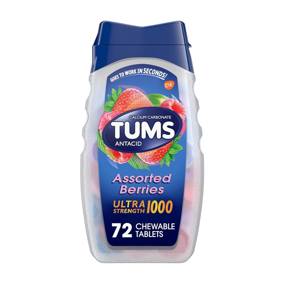 TUMS Ultra Strength Chewable Antacid Tablets for Heartburn Relief and Acid Indig