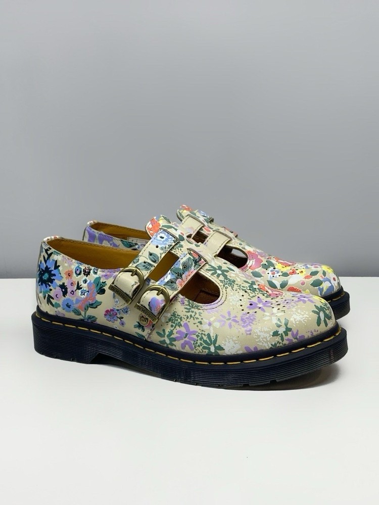 Dr. Martens Mary Jane Double Strap Floral All Over Print Leather Shoes Size 41