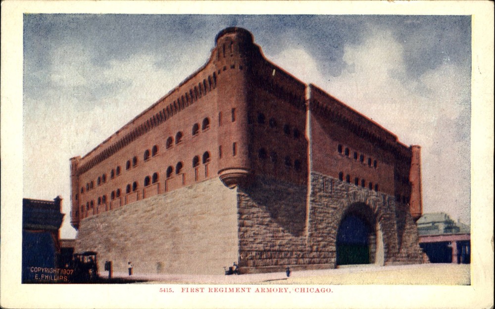 First Regiment Armory Chicago Illinois IL ~ vintage postcard mailed 1920s