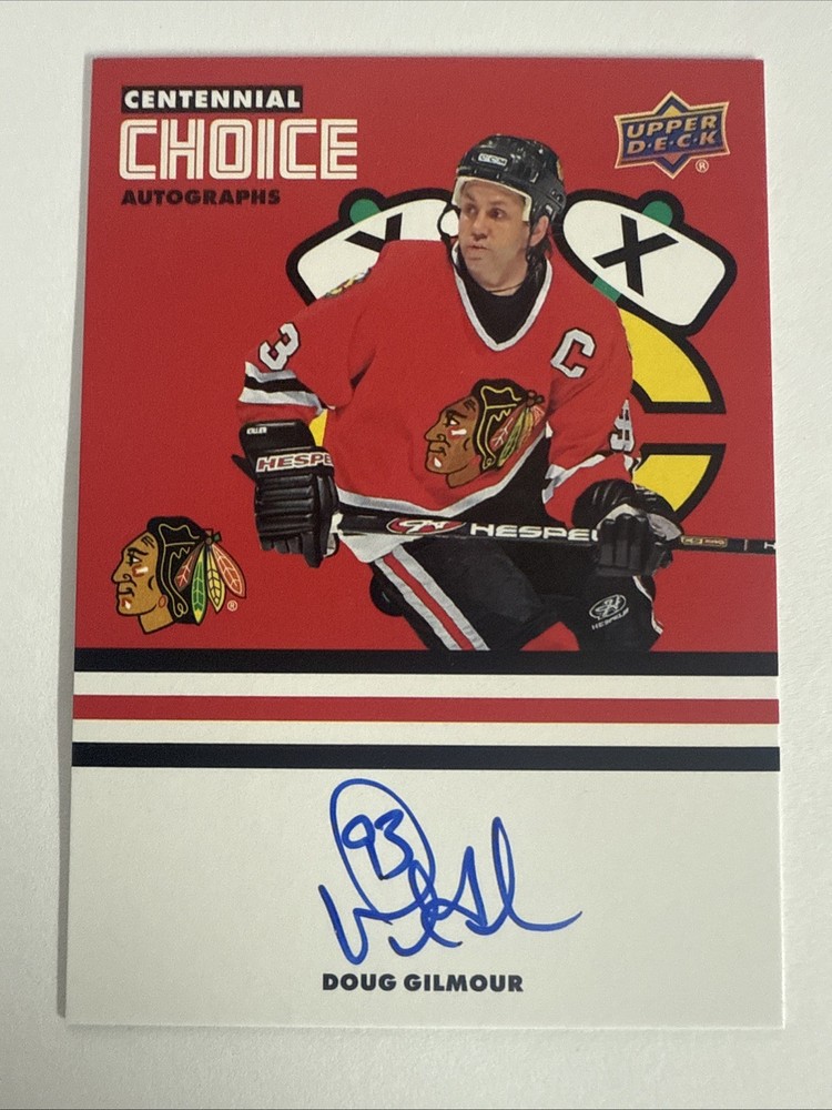 2025-26 UD Chicago Blackhawks Centennial Choice Auto #CS-DG Doug Gilmour SSP NM