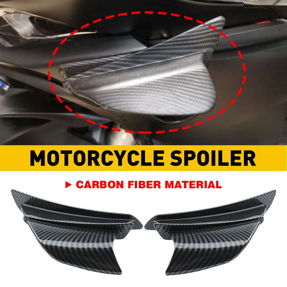 2PCS Glossy Black Motorcycle Side Winglets Fin Spoiler Wind Deflector