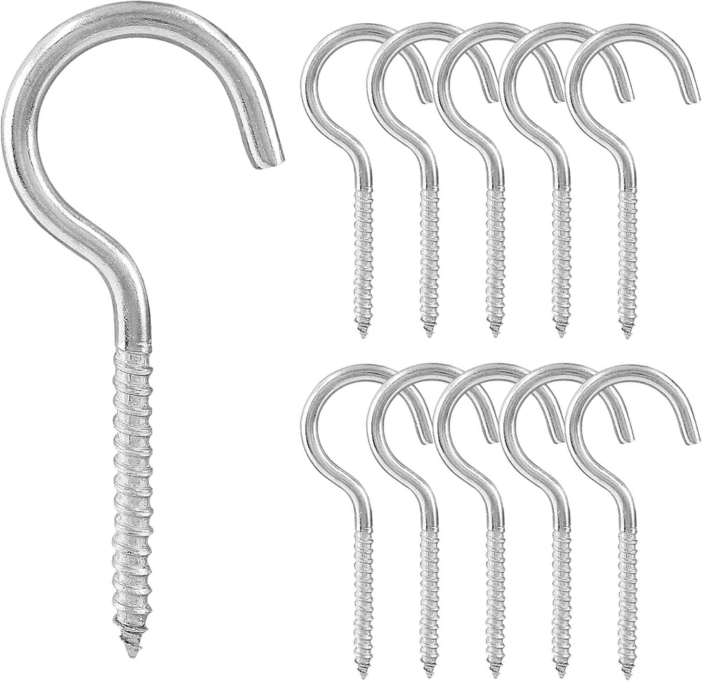 10Pcs 2.5 Inch Heavy Duty Stainless Steel Eye Hooks Screw Self Tapping