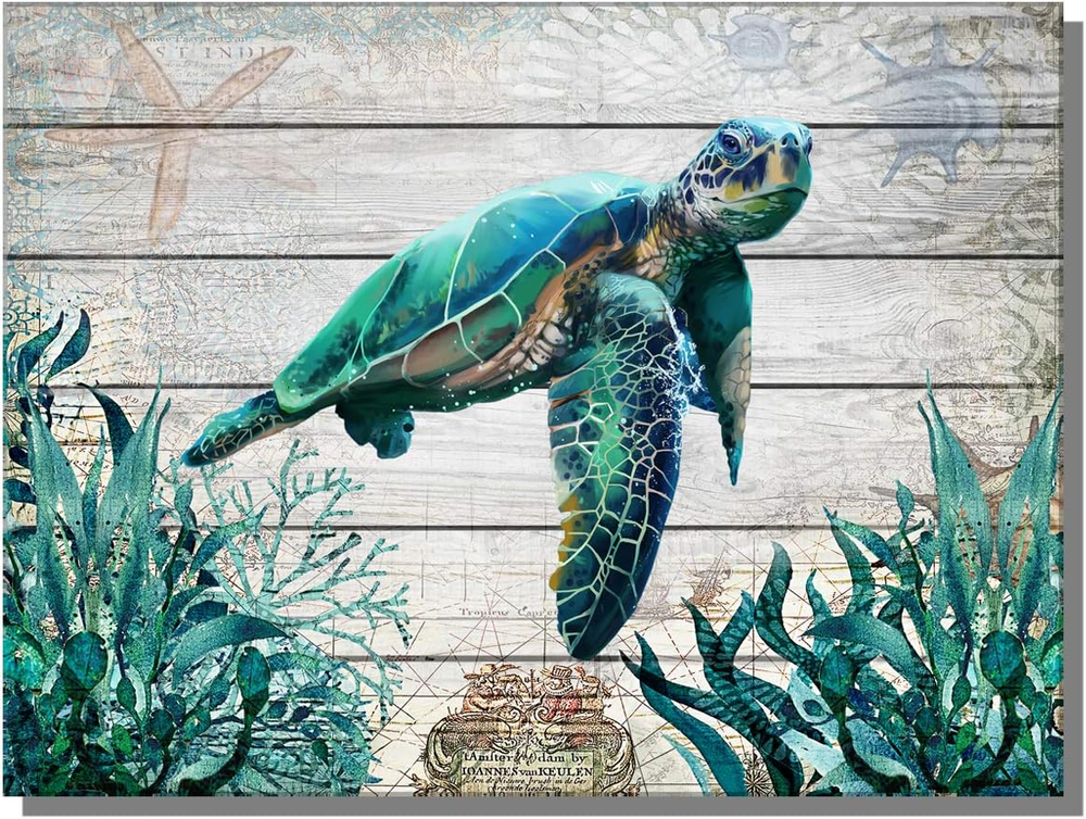 Sea Turtle Bathroom Decor Ocean Canvas Pictures Beach Theme Wall Art Coastal Art
