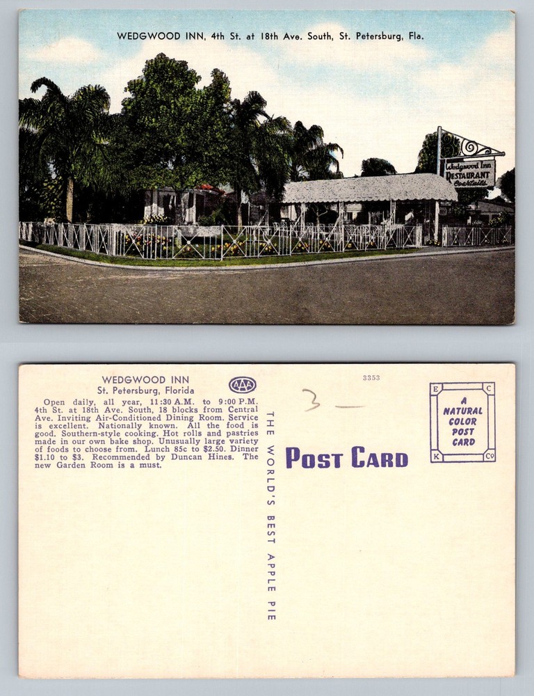 St Petersburg, FL-Florida, Wedgwood Inn Restaurant Street View Vintage Postcard