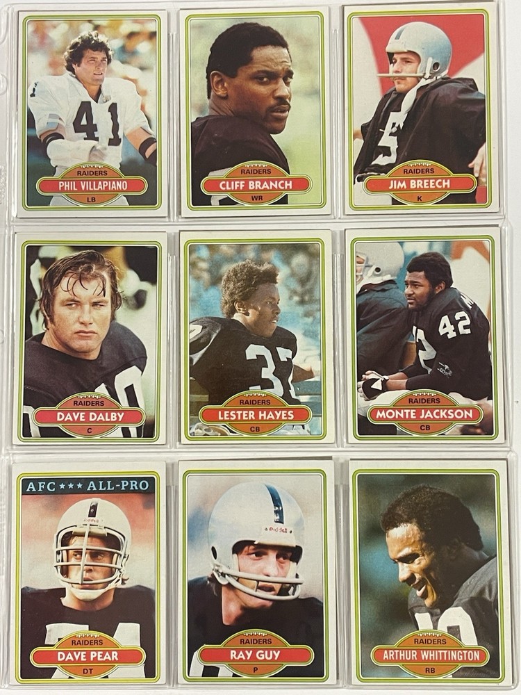 1980 Topps Football Oakland Raiders Team Set - Lot Of 17 Cards