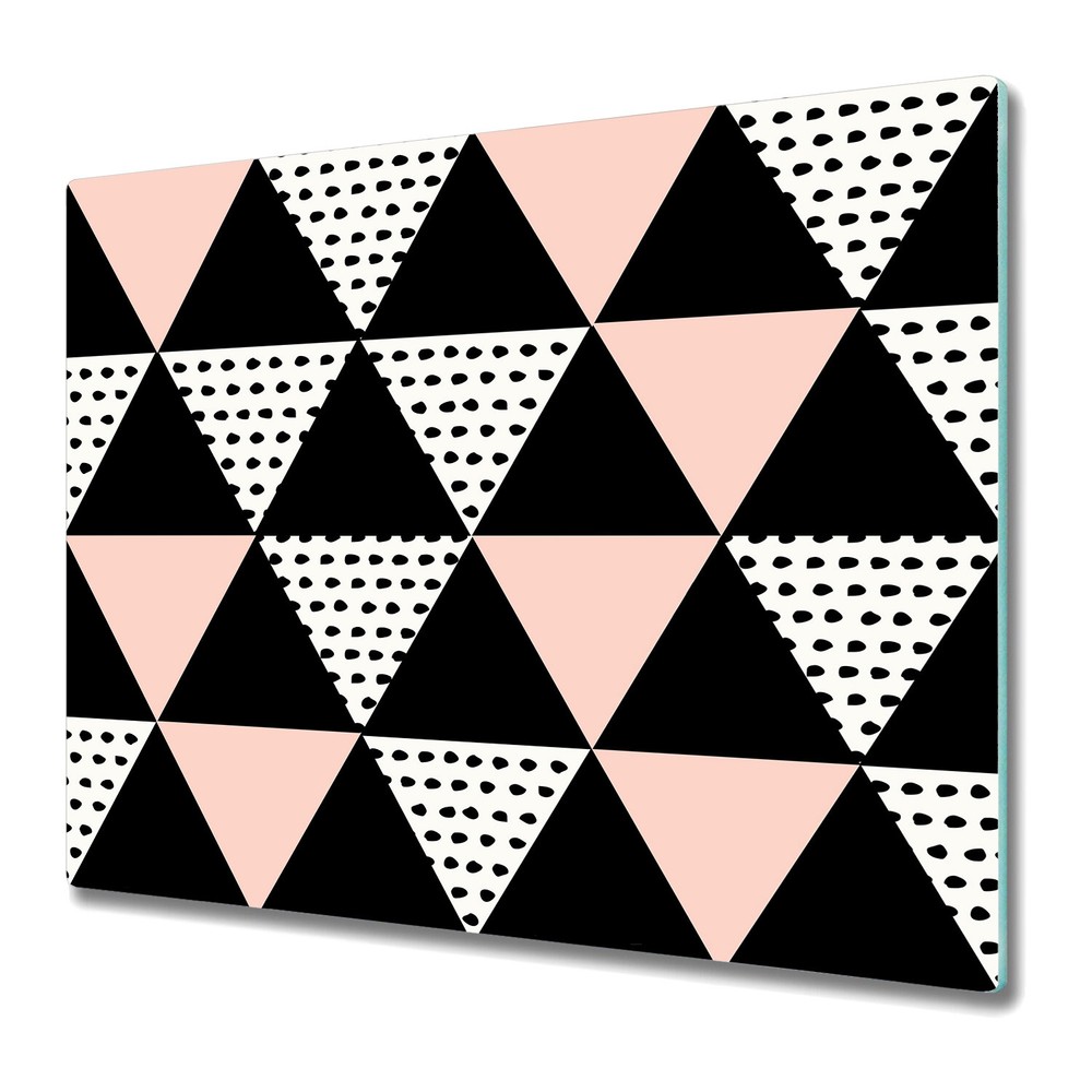 Glass Kitchen Chopping Board Geometric black and white 60x52