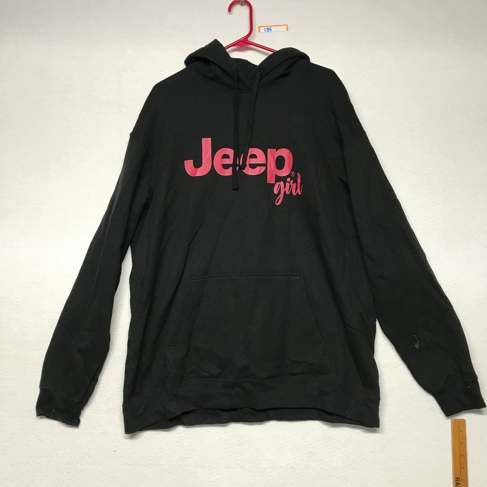 Port & Company Jeep Girl Hoodie Black Pink Graphic Sweatshirt Womens 2XL PC450H