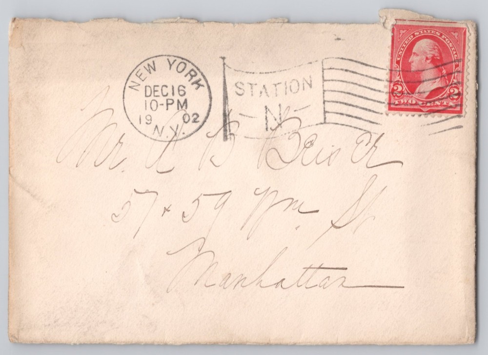 New York, NY, Station Flag Cancel, 2c Washington stamp, Un 1902