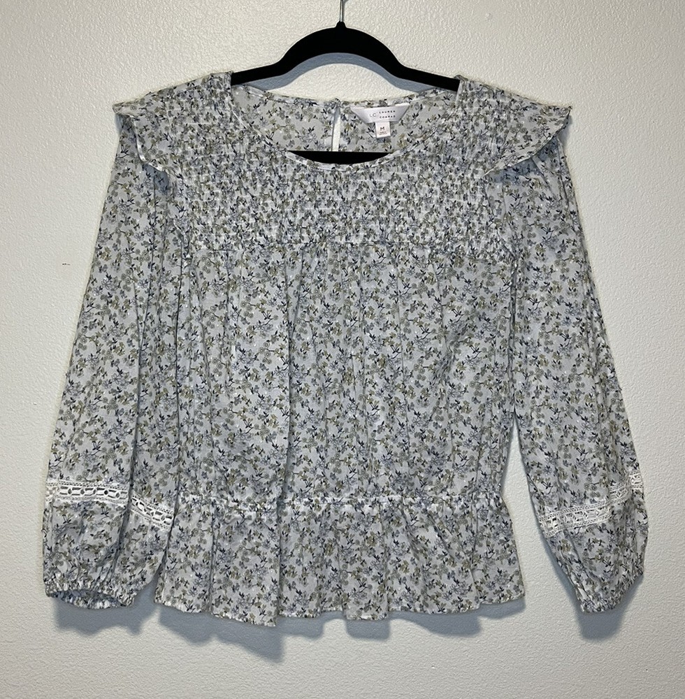 Lauren Conrad Womens Top Size Medium Ditsy Floral Boho Peasant