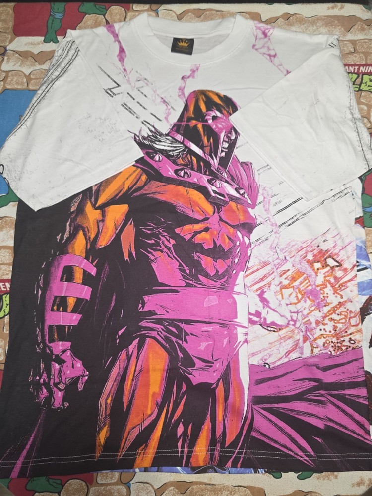 Magneto AOP Double Sided T-Shirt XL All Over Print Marvel Comics X Men White Red