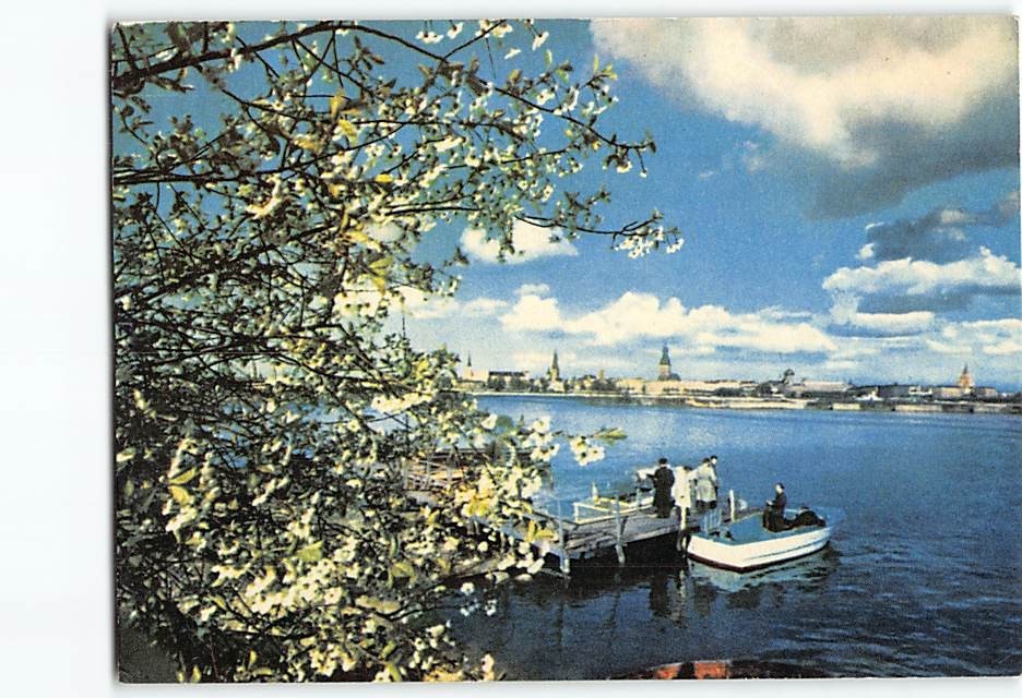 Postcard Daugava River & Riga City Skyline in Latvia