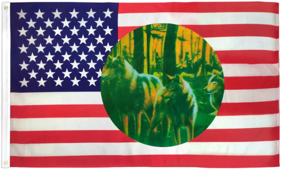 3x5ft Wolves and Riding Indians Novelty US American Polyester Flag