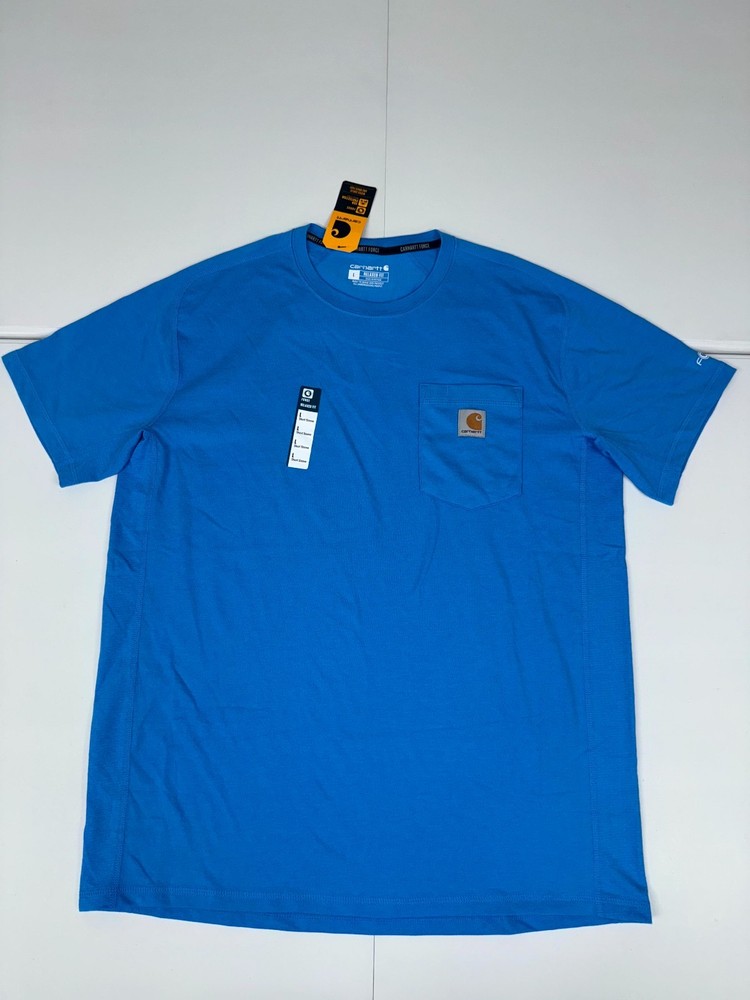 Carhartt Force Midweight Pocket T Shirt Mens Large Blue Relaxed Fit Workwear