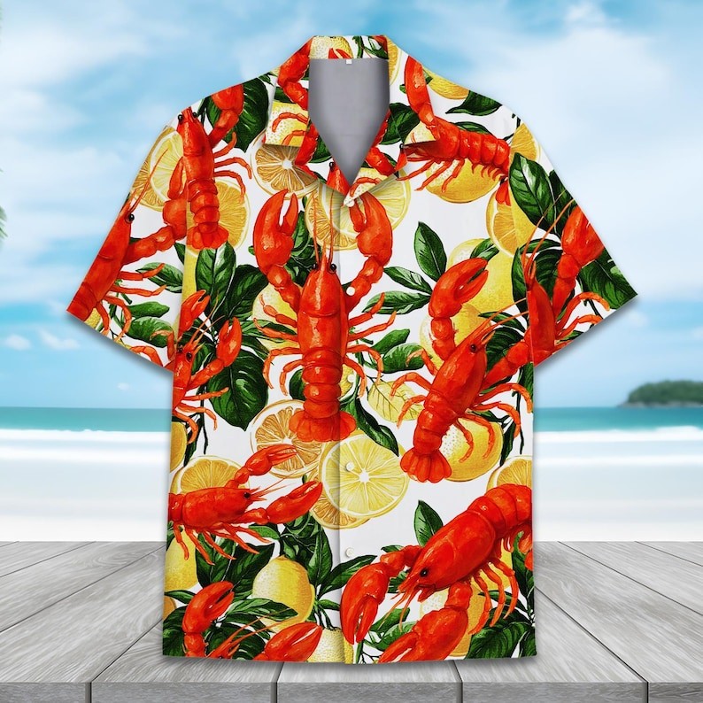 Lobster Hawaiian Shirt Men Women Ocean Sea Life Beach Tropical Aloha
