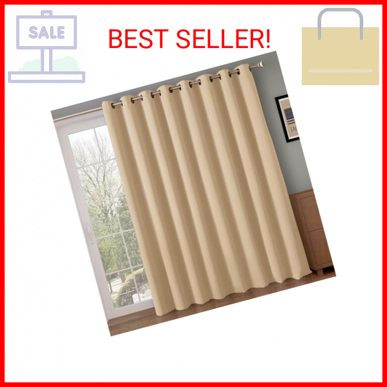 RHF Extra Wide Thermal Blackout Patio Door Curtain Panel, Sliding Door Curtains,