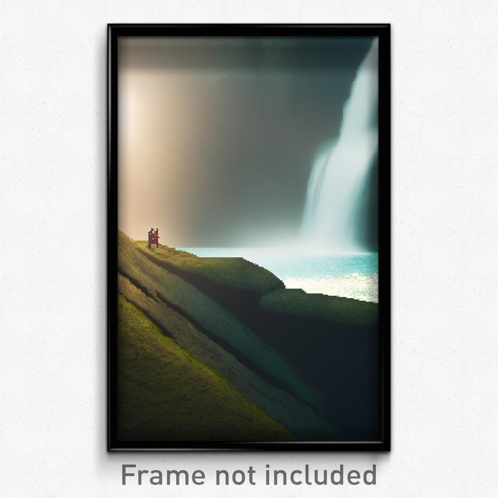 8 Bit Psychedelic Pixel Art Poster - Standard Falls Video Game Print