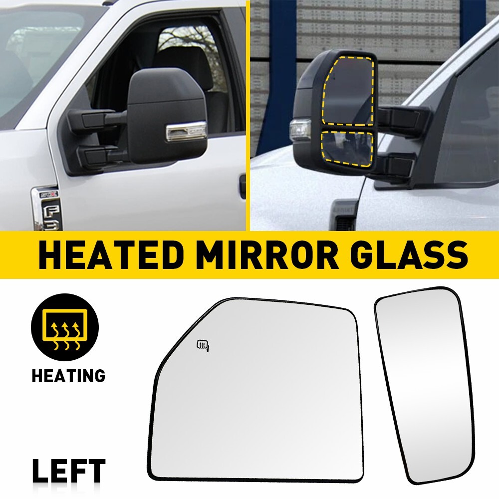 Ford F-250 F-350 F-450 Super Duty Driver Side Mirror Glass Upper Lower Left Tow Replacement