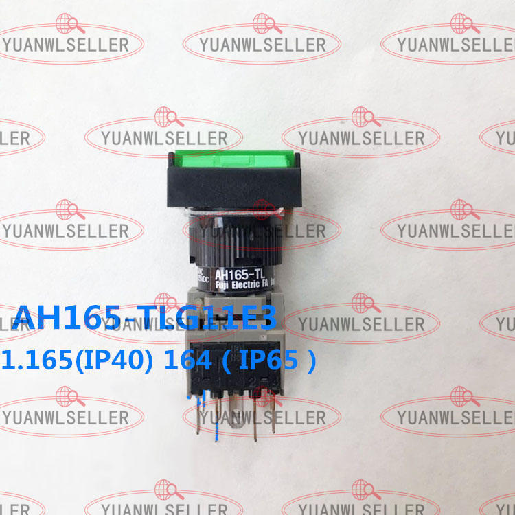 5PCS FUJI AH165-TLG11E3 Green LED Pushbutton Switch 24VDC