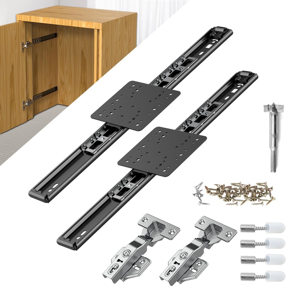 Pisman 14 Inch Pocket Door Slides 2-Pack with Hardware for Inset and Cabinet Doors