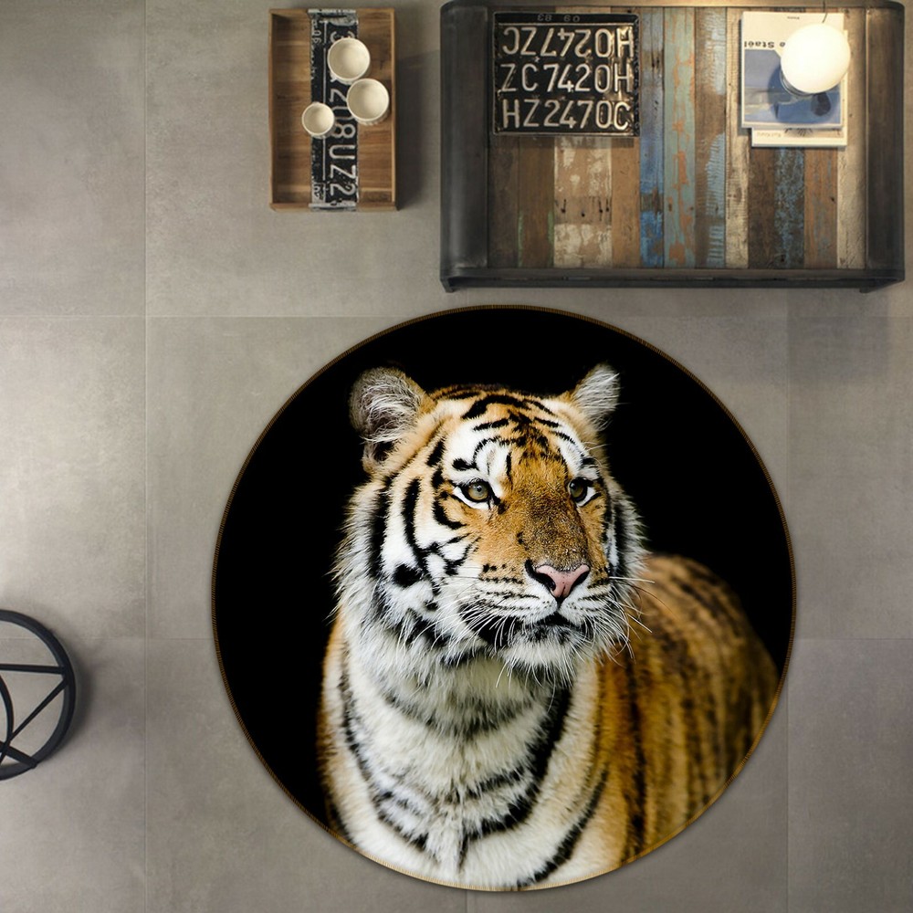 3D Tiger Black O1932 Animal Non Slip Rug Mat Elegant Photo Carpet Fay