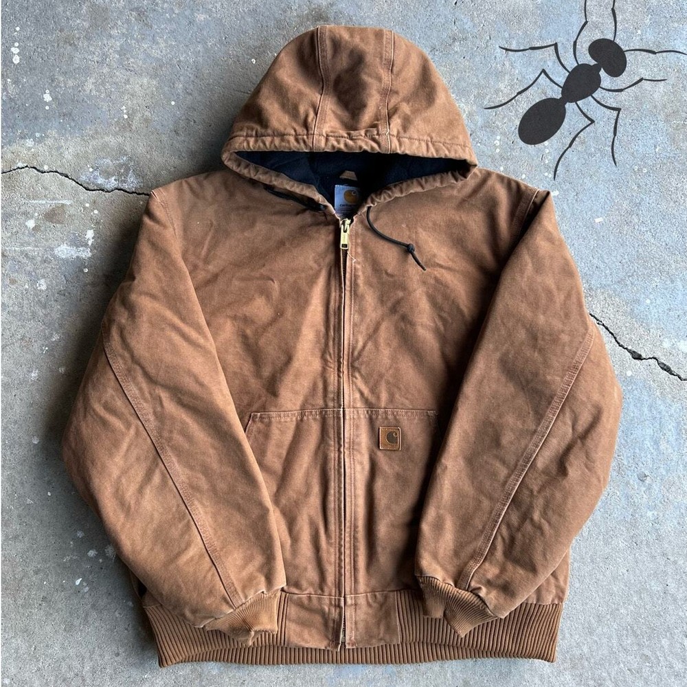 Vintage Y2K Carhartt J130 BRN Hooded Work Jacket Brown