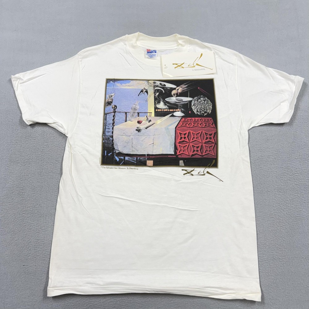 Vintage Salvador Dali Museum Shirt Mens Large White Nature Morte Hanes 90s