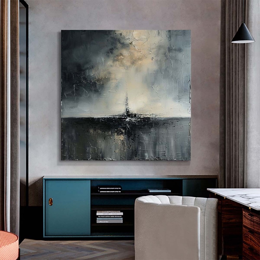 Gray Hand Painted Oil Paintings On Canvas Abstract Wall Art Picture Home Decor