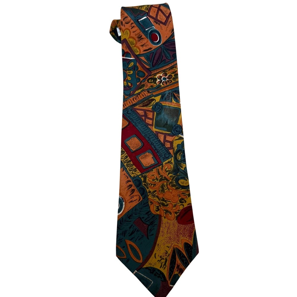 Oscar de la Renta Studio Men's Geometric Abstract Pattern Silk Blend Necktie