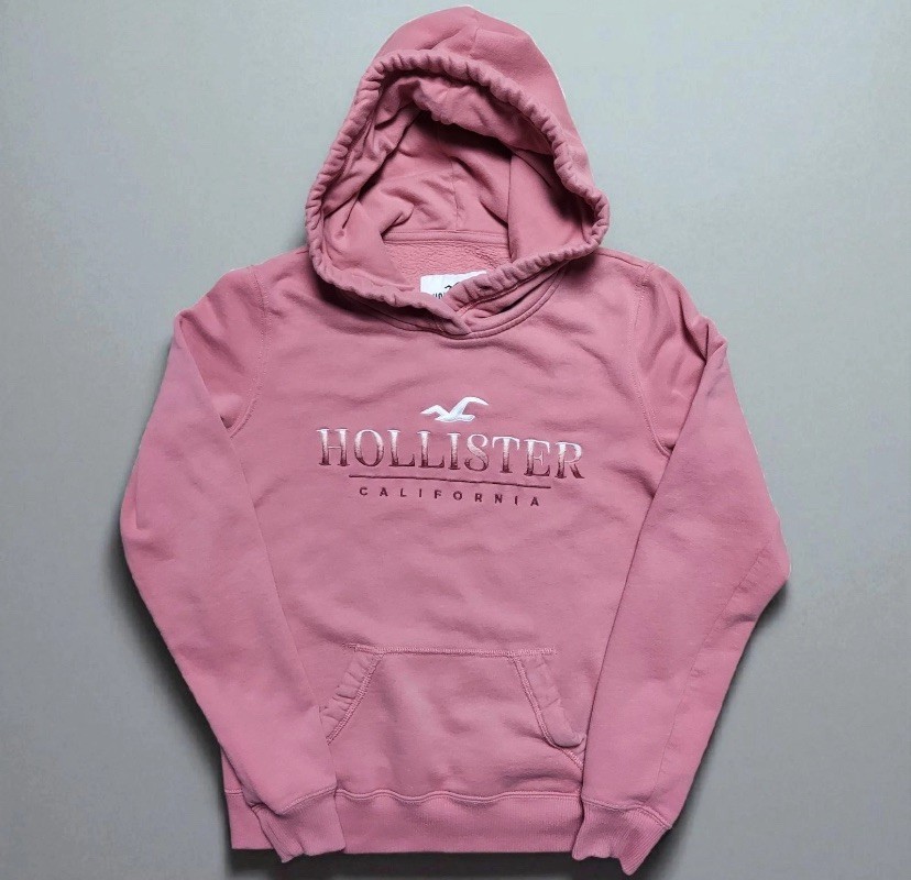 Hollister Women's XS Pink Coral Pullover Hoodie Soft Spellout