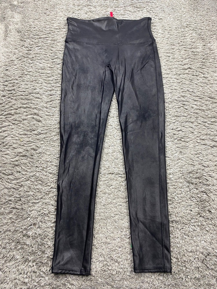 Spanx Faux Leather Leggings for Women High Rise Yoga Gym Pants Black Large  