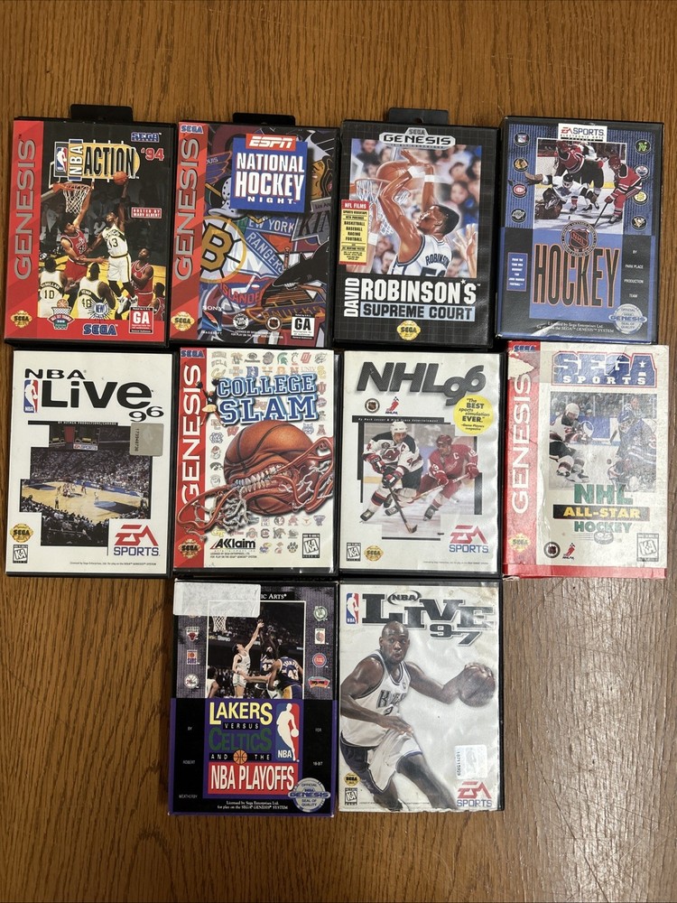 Lot Of 10 Various Used Sega Genesis Games NHL NBA Hockey College Slam EA