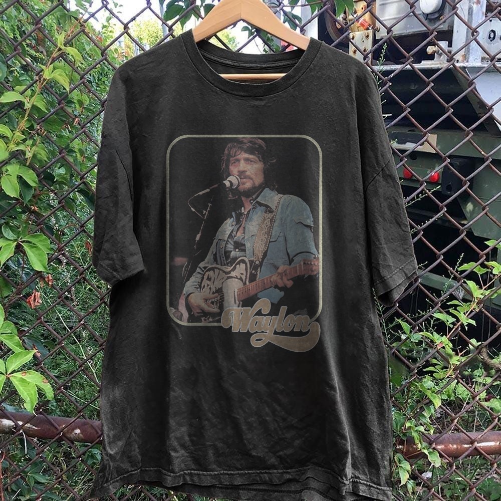 Waylon Jennings T-Shirt Outlaw Country Music  Unisex Black T-shirt Size S-5XL