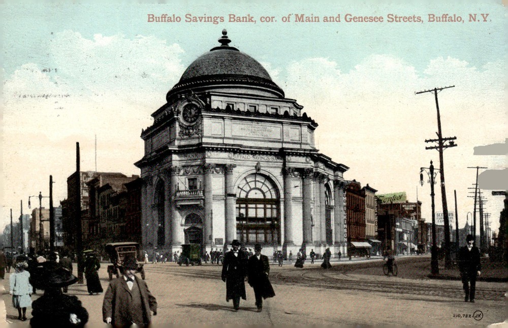 1911 Buffalo Savings Bank Buffalo NY Beaux-Arts Architecture Litho Postcard