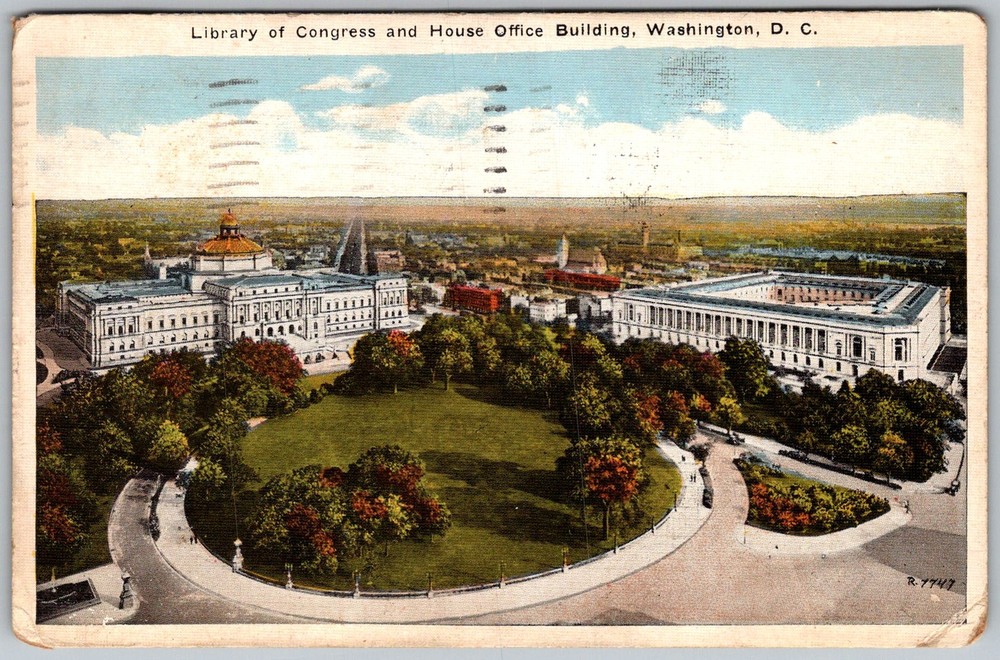 Antique Postcard Library Of Congress & Washington, DC 1920s