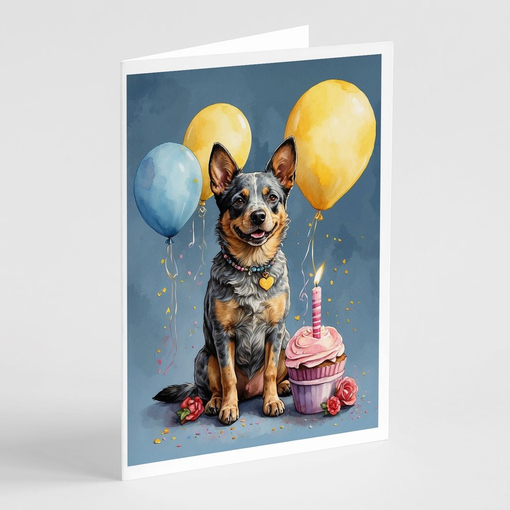 Australian Cattle Dog Happy Birthday Greeting Cards Pack of 8 Blank Cards with