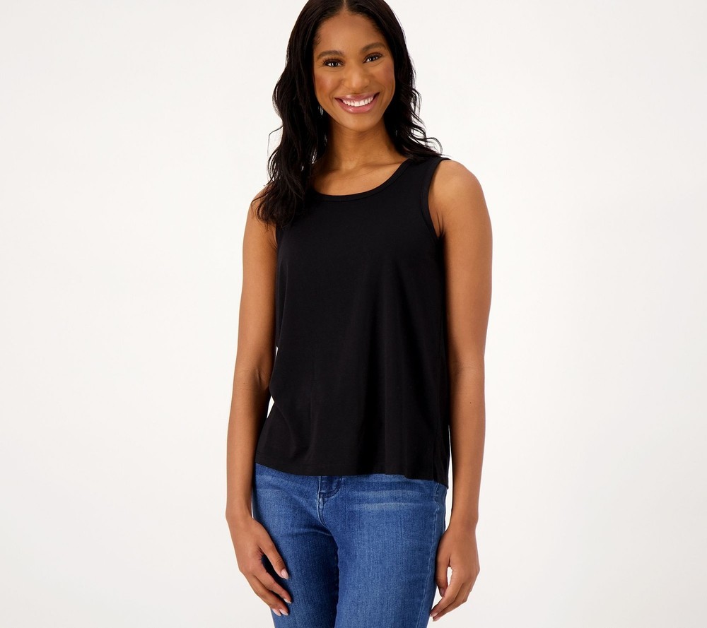 Isaac Mizrahi Live! Women's Top Sz L Soho Tank Black A591680
