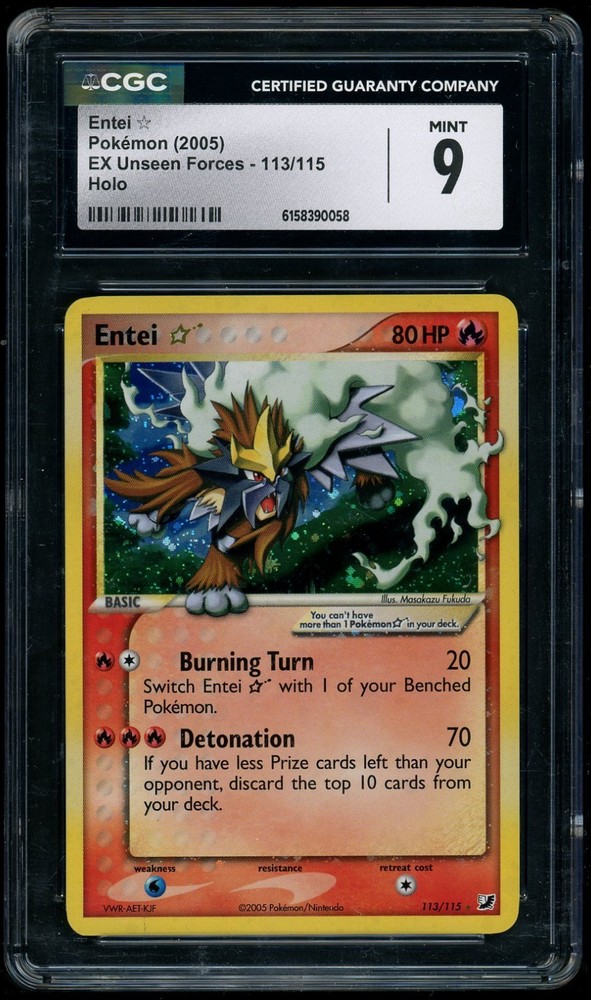2005 Pokémon Gold Star Entei ☆ Holo EX Unseen Forces #113 CGC 9RCH IS ACCEPTING CONSIGNMENTS! UP TO 95% PAYOUTS!