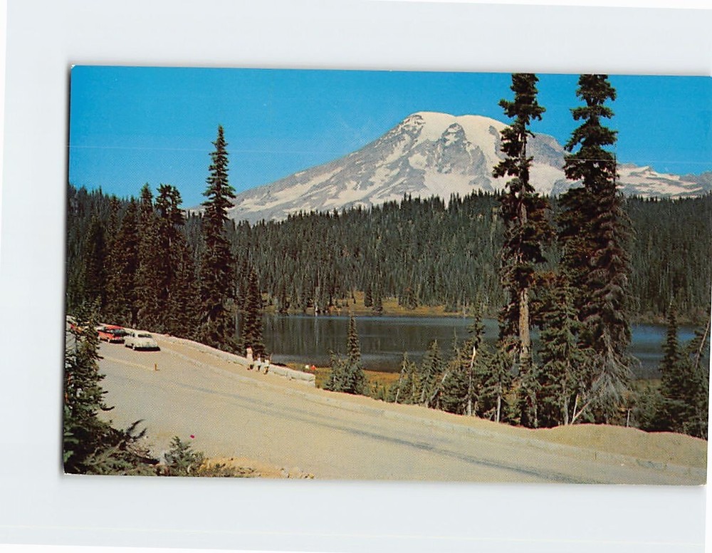 Postcard Mount Rainier & Stevens Canyon Road At Reflection Lake Washington