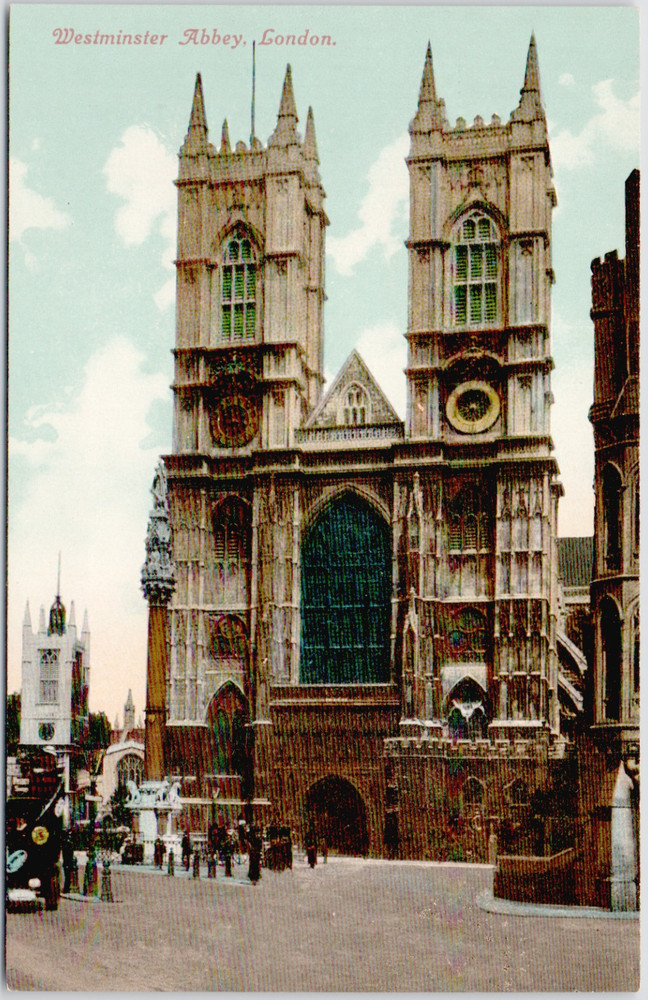 UK England London Westminster Abbey 1910 Abbey Church Towers Gothic Postcard