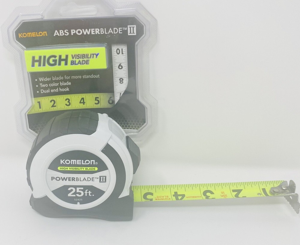 Tape Measure 25 ft New Komelon Power blade  High Visibilty Wider Blade