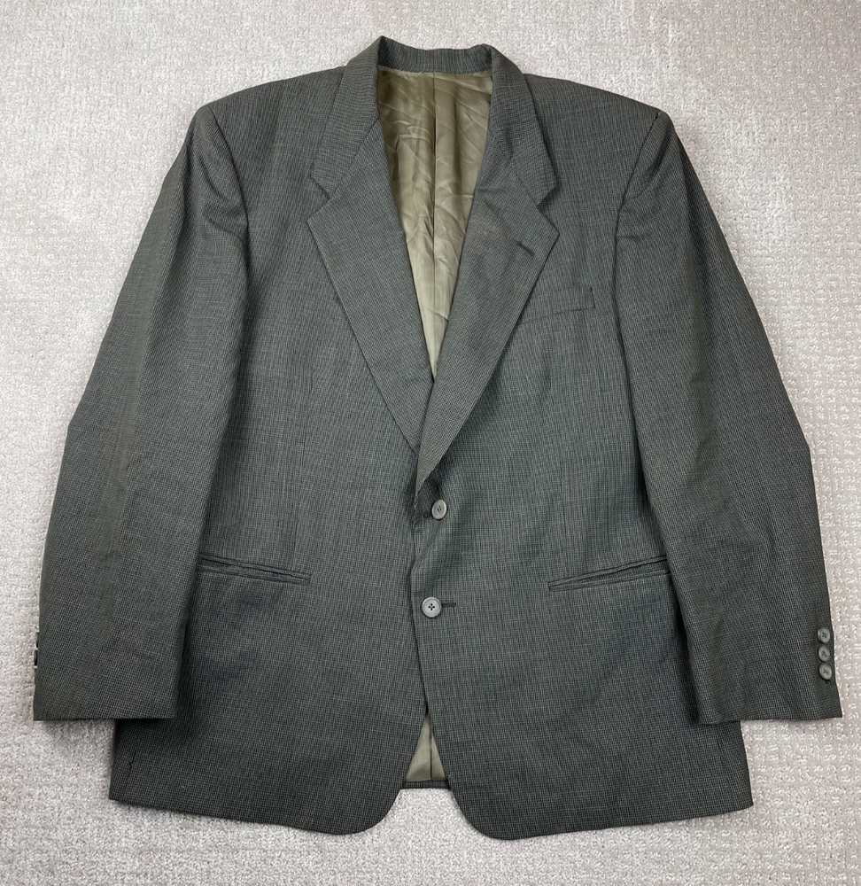 Vintage Givenchy Monsieur Blazer Mens 42? Gray Houndstooth Wool 2 Button Coat